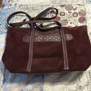 Vera Bradley Burgundy Suede Tote with Stud Accents